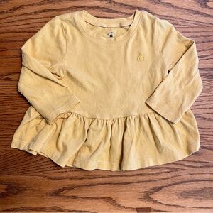GAP Light Yellow Long Sleeve Peplum Top, size 18-24 months, ruffle bottom